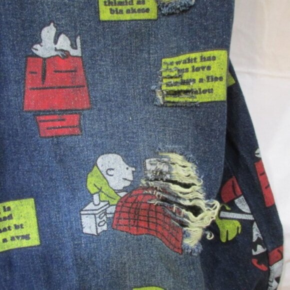 Monthorigin Charlie Brown & Snoopy 90's Denim Overalls Size Medium Oversized - Picture 7 of 12